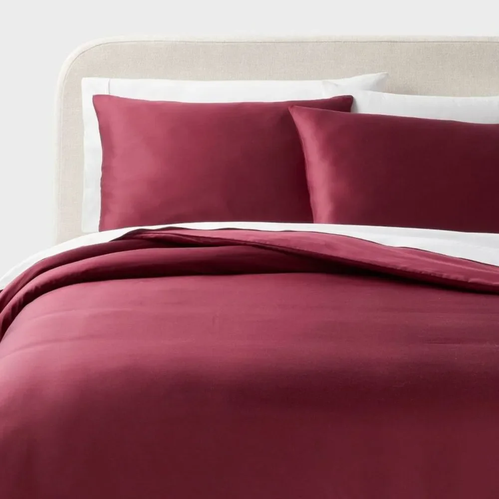 King 320TC Cooling TENCEL Lyocell Duvet Cover Set - Wine Red